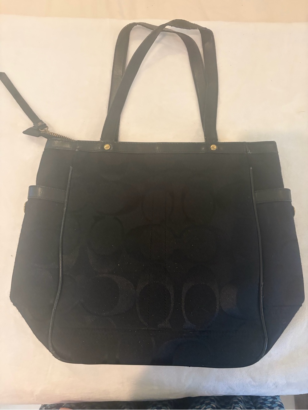 Coach Black Signature Jacquard Tote with Double Straps